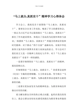 “马上就办-真抓实干”精神学习心得体会