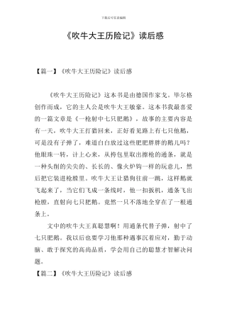 《吹牛大王历险记》读后感