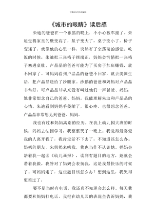 《城市的眼睛》读后感