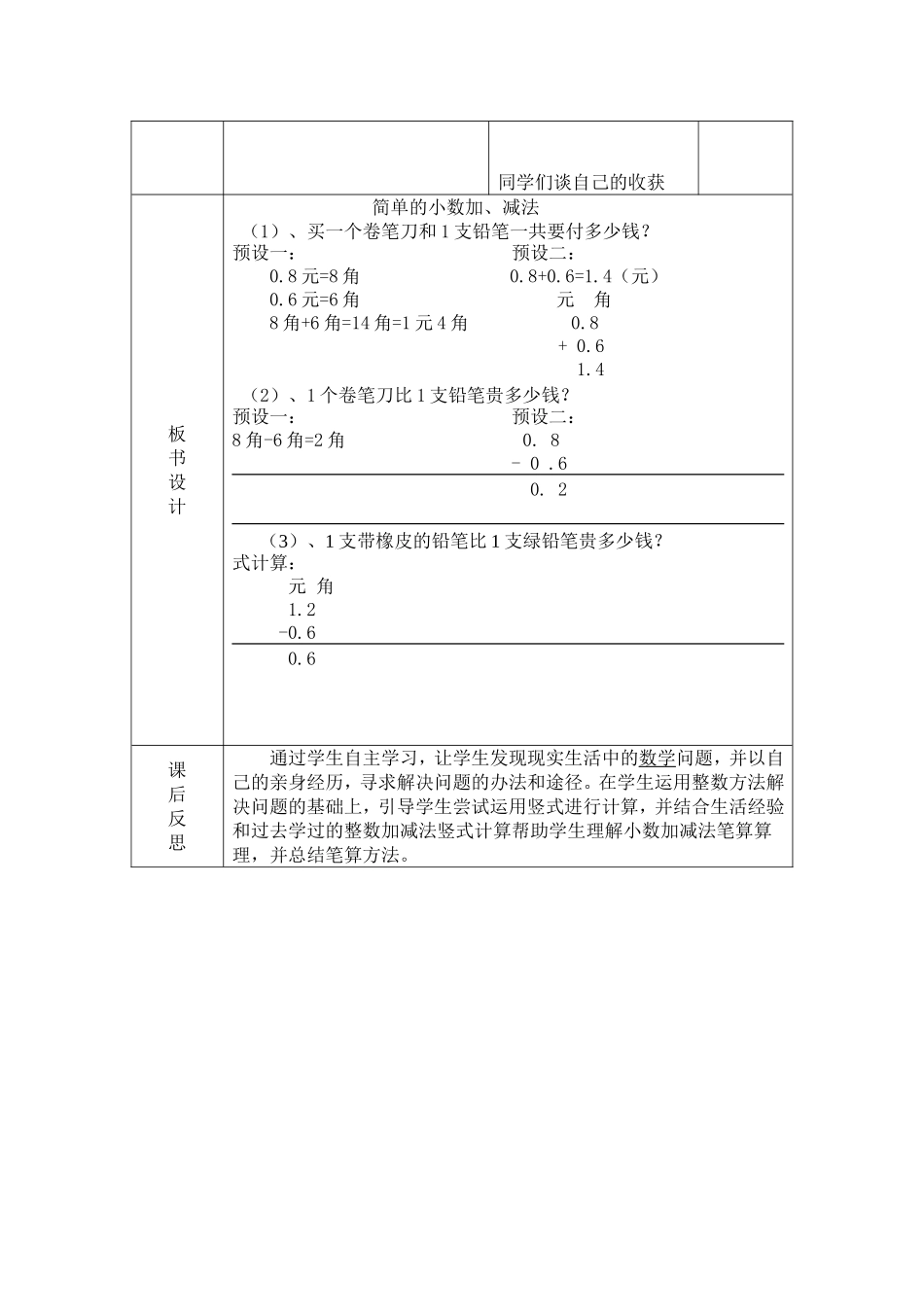 人教2011版小学数学三年级小数加减法计算_第3页