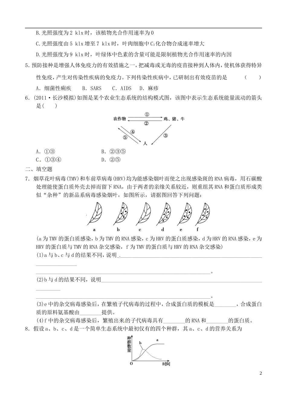 山东省2013届高考生物压轴预测试题9-新人教版_第2页