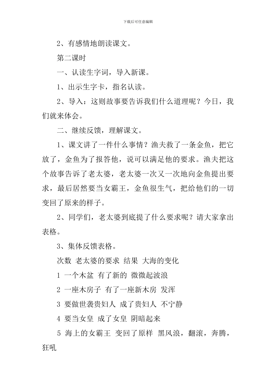 《渔夫和金鱼的故事》教学设计范文_第3页