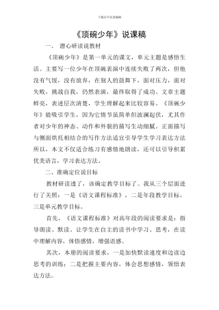 《顶碗少年》说课稿