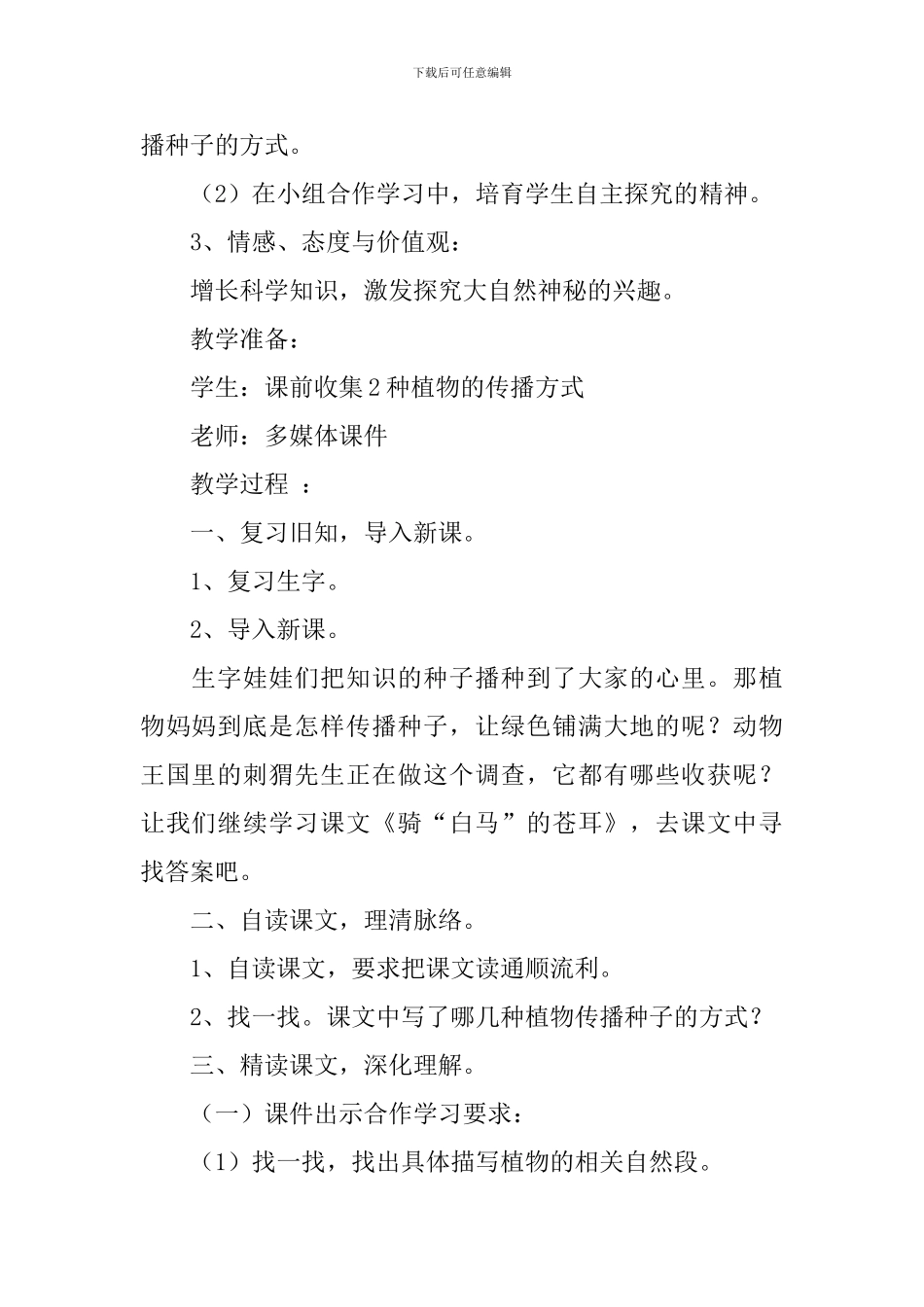 《骑白马的苍耳》教案_第3页