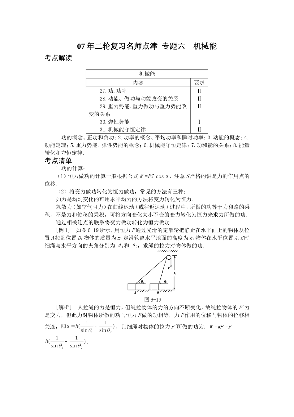 名师点津-专题6-机械能-新人教[原创]】_第1页