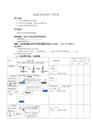 1010质量守恒定律导学案