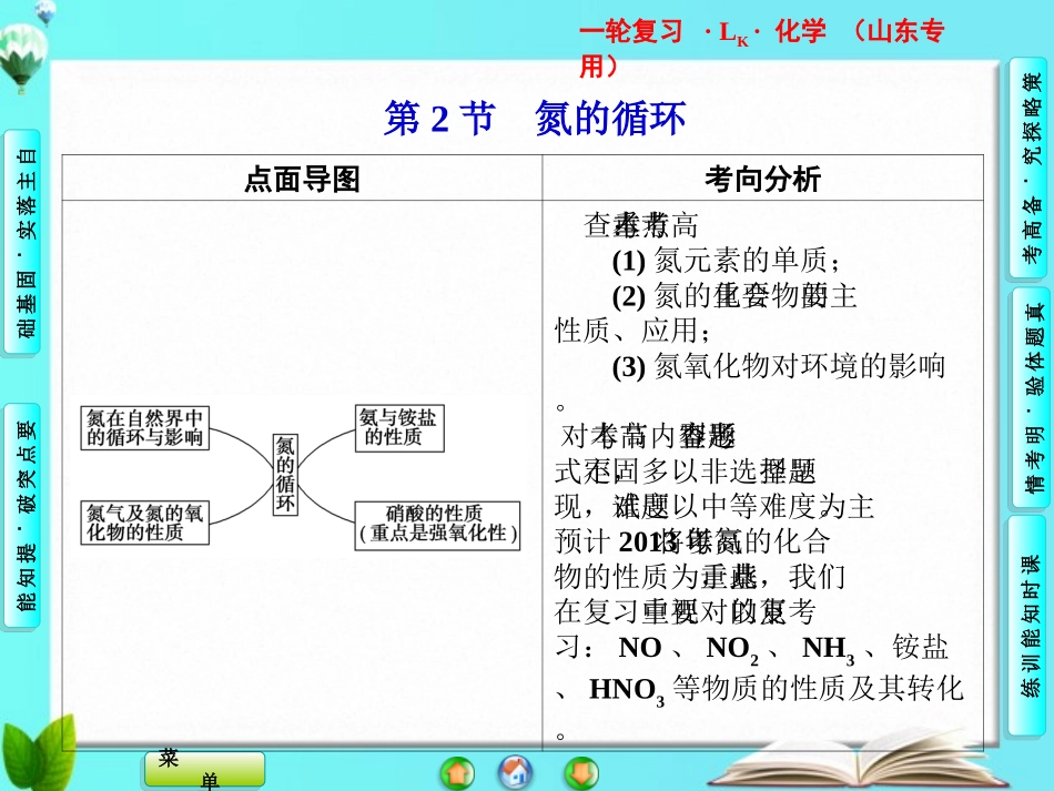 山东省高考化学一轮复习-第3章第2节-氮的循环课件_第1页
