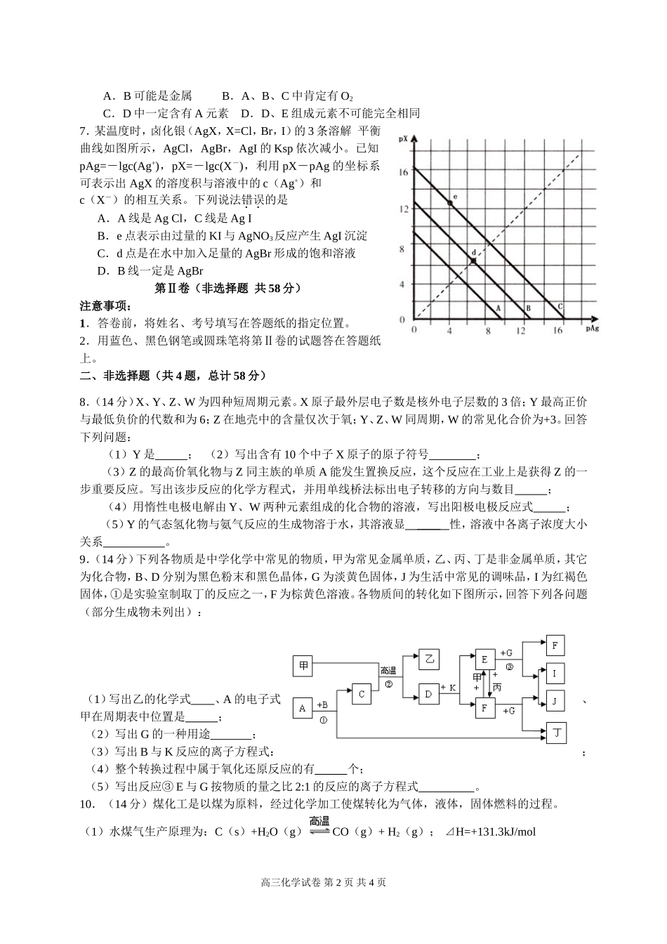 2011届沈阳市高三第一次模拟考试化学试题_第2页