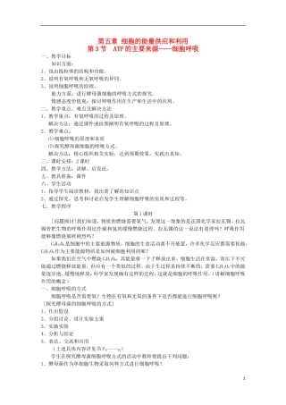 高中生物(板书设计+基础练习+变式训练)-5.3《ATP的主要来源-细胞呼吸》教案-新人教版必修1