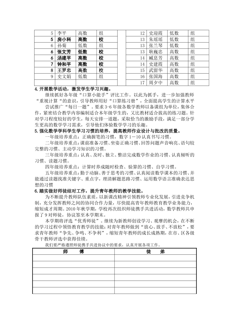 小学春学期数学学科工作计划_第2页
