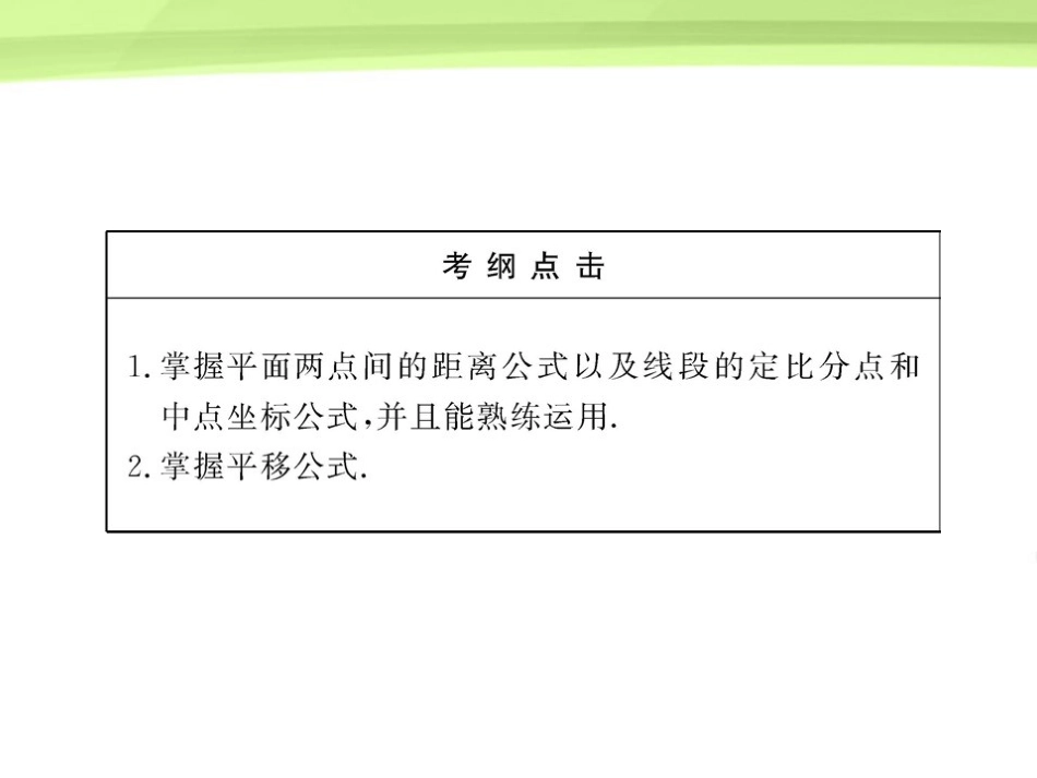 2012届高三数学一轮复习-5.3-线段的定比分点与平移课件-理-大纲版人教版_第3页