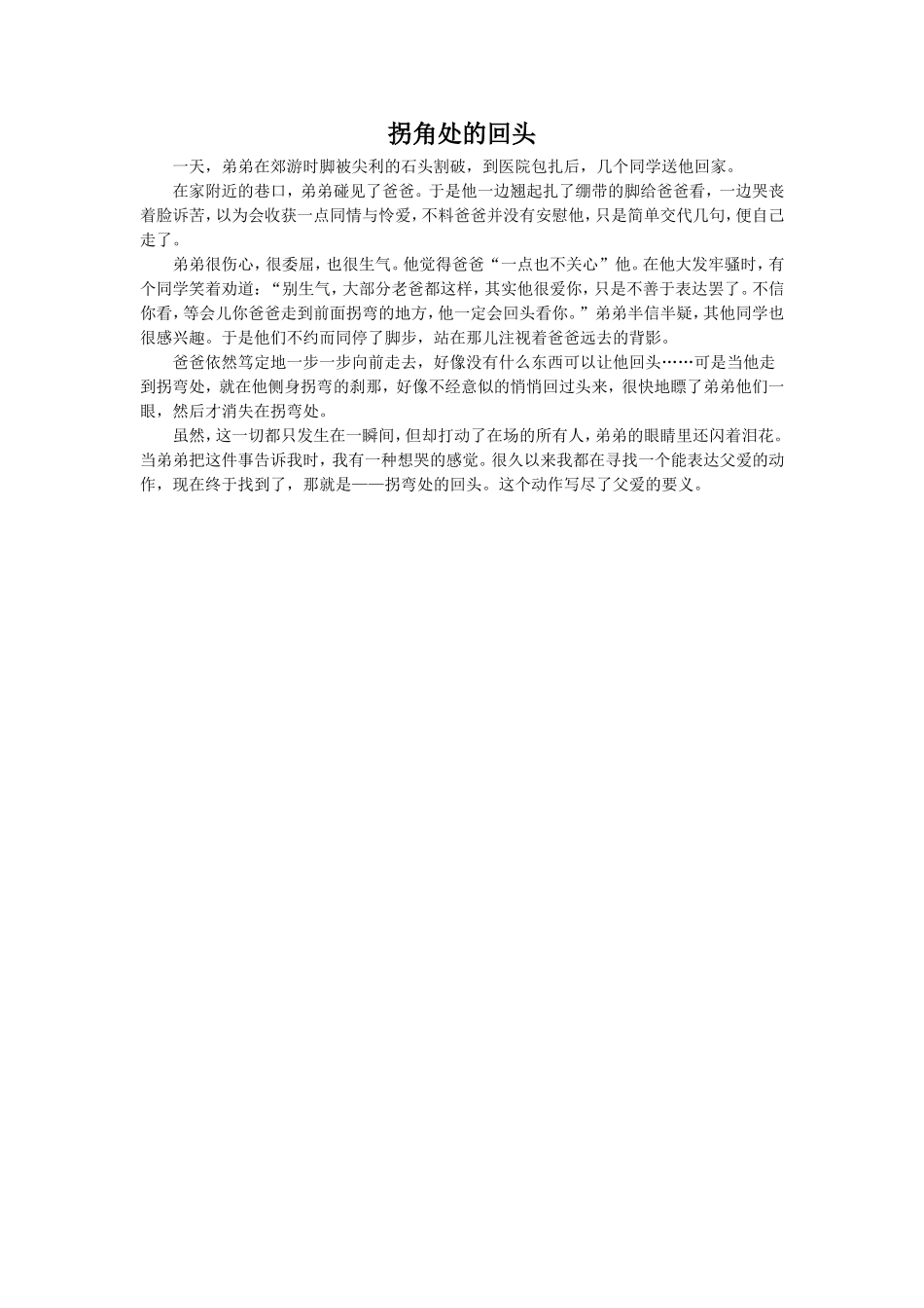 《金翅雀》拓展阅读-拐角处的回头_第1页