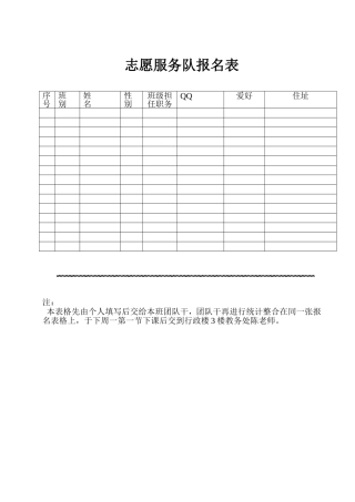 招新报名表格