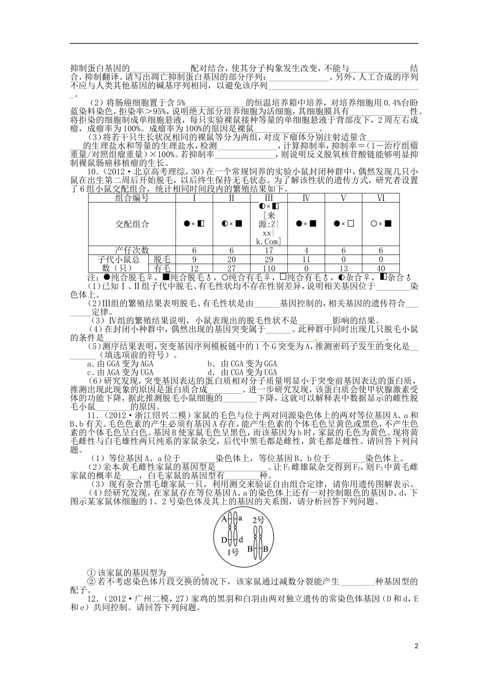 (浙江专用)2013年高考生物第二轮复习-专题四-生物的遗传专题升级训练卷-浙教版_第2页