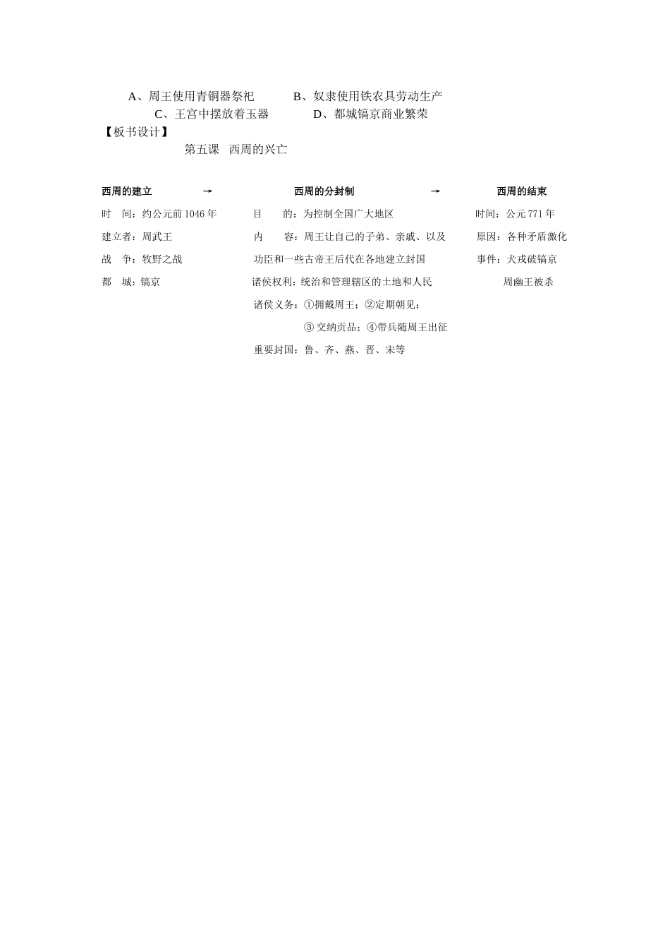 川教版七年级历史上册第二章第五课西周的灭亡教案_第3页