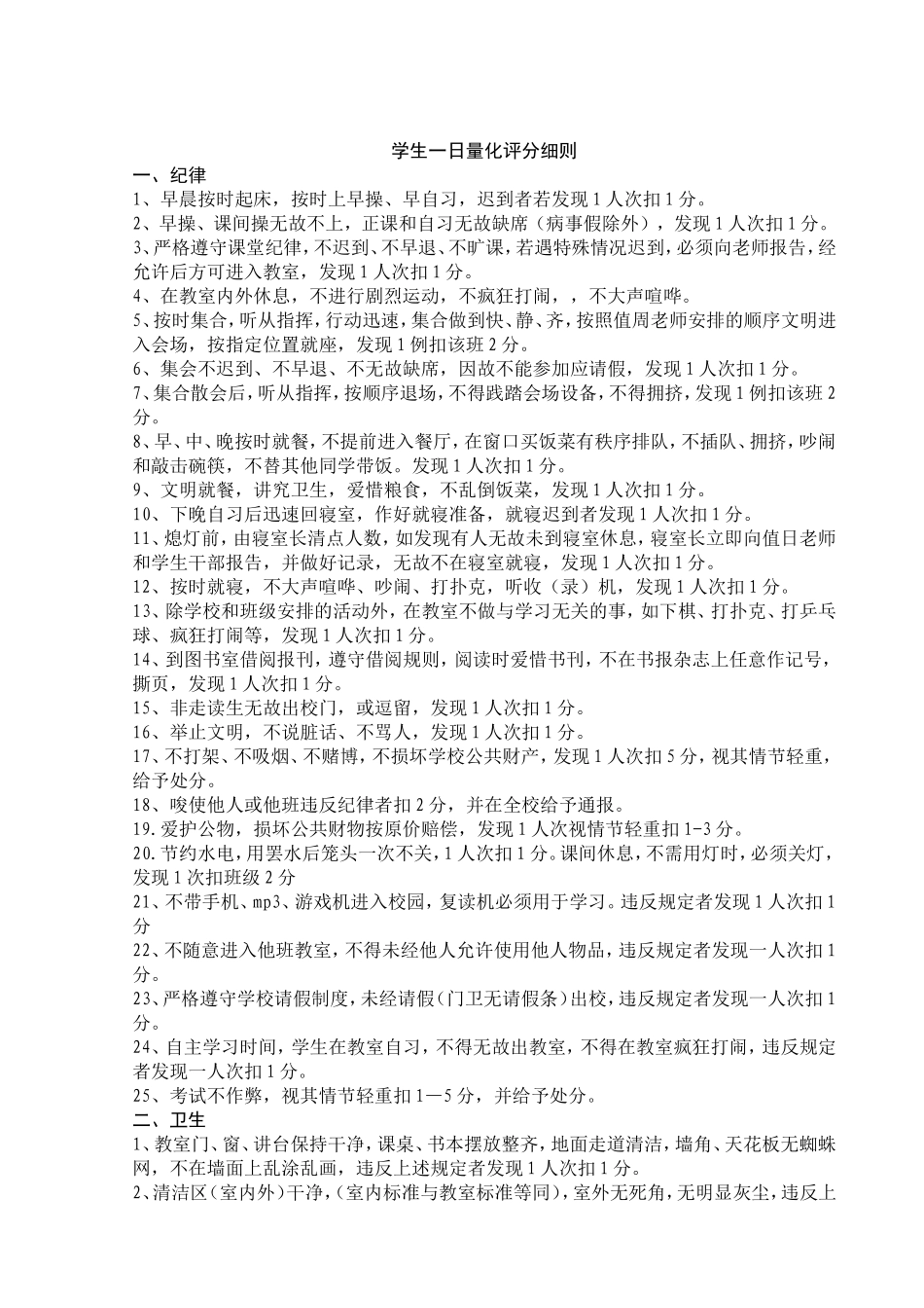 学生一日量化评分细则_第1页