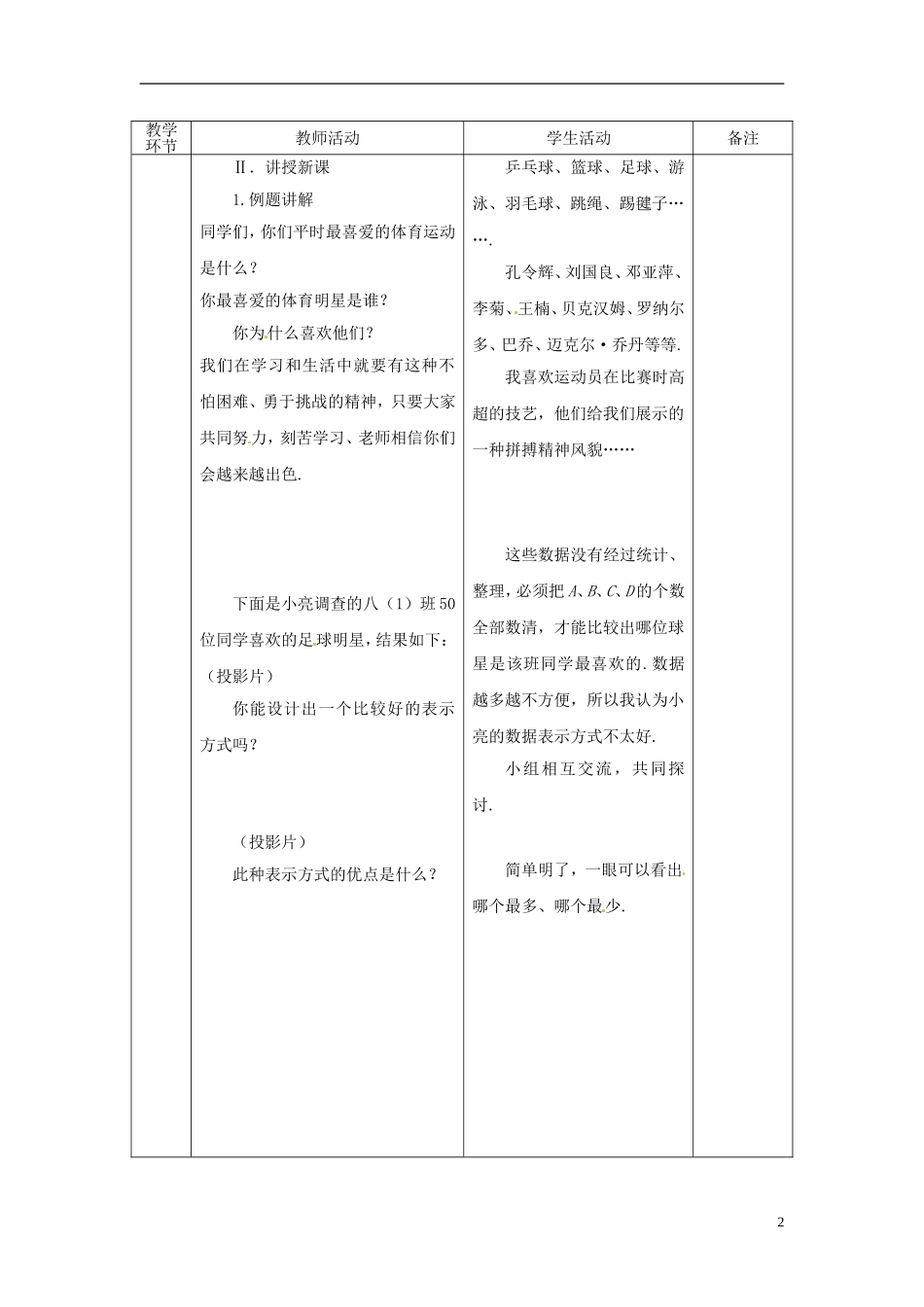 广东省茂名市愉园中学八年级数学下册《5.3-频数与频率》教案-北师大版_第2页