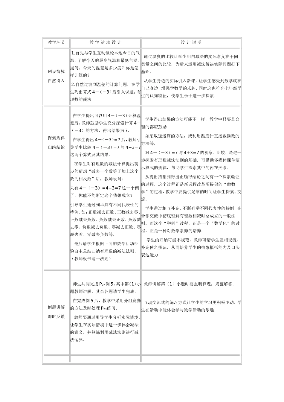 有理数的减法教学设计_第2页