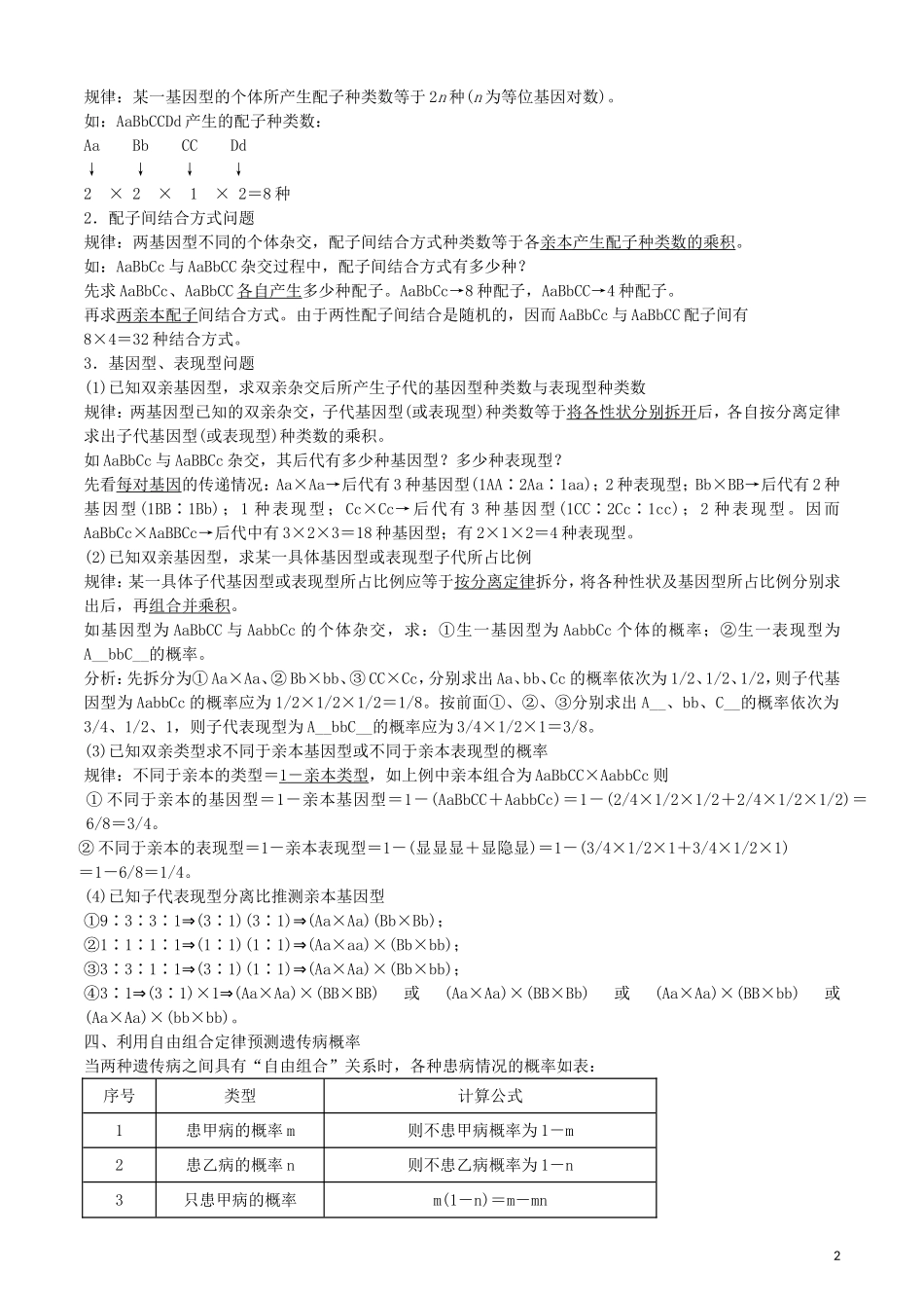 河北省张家口一中高一生物《孟德尔》(二)学案2-(2)_第2页