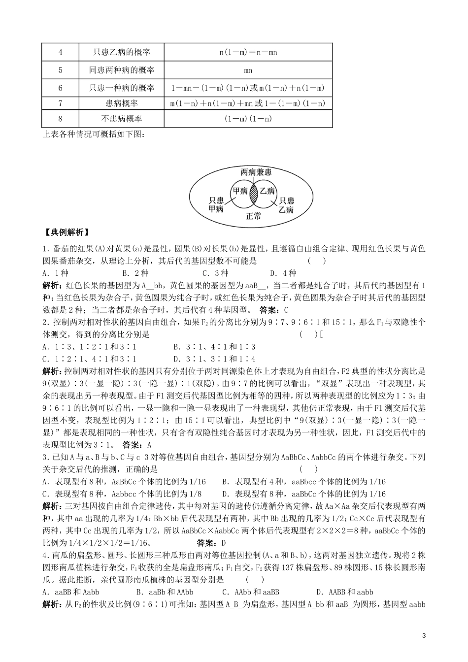 河北省张家口一中高一生物《孟德尔》(二)学案2-(2)_第3页