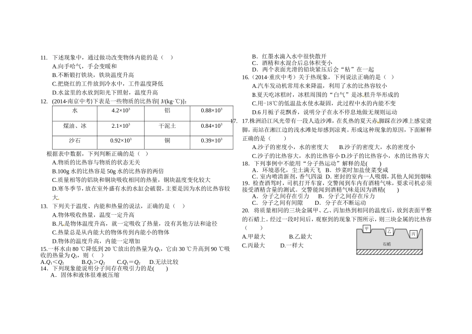 第十三单元-单元测试(九年级--物理)_第2页