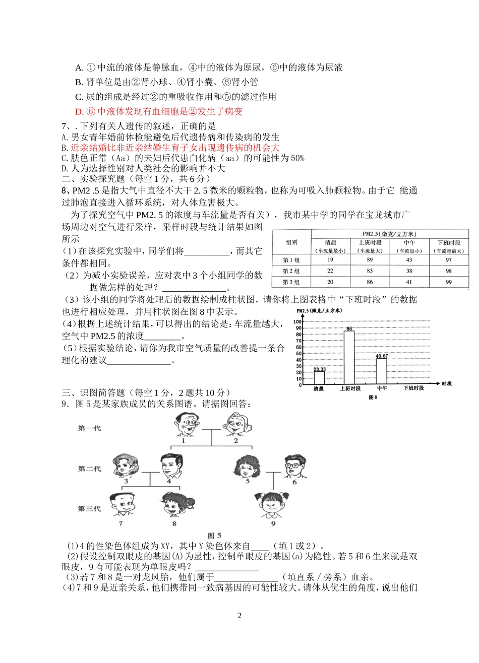 广水市2015年生物模拟题(二)_第2页