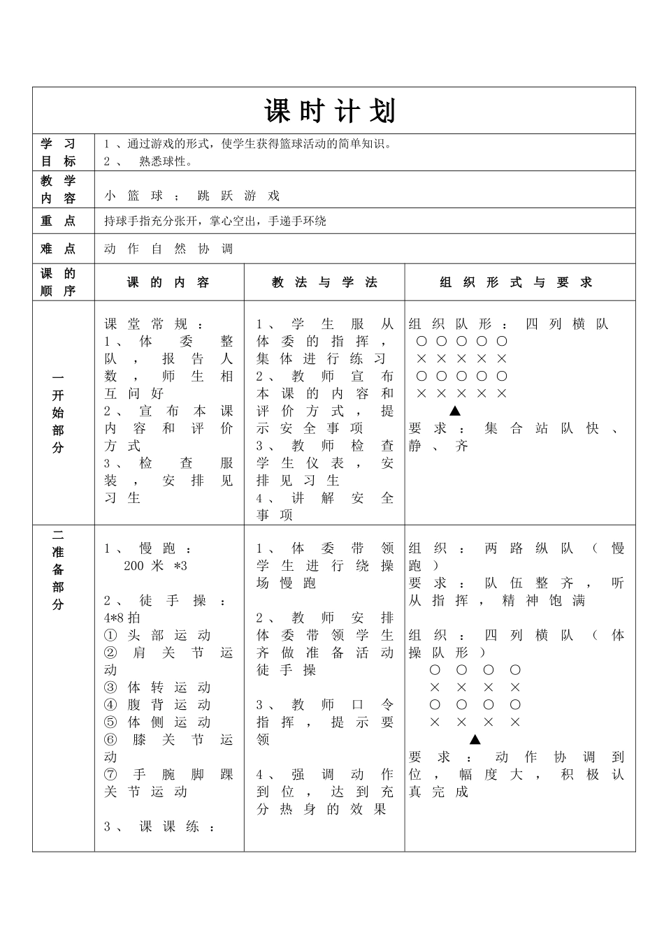 单元教学计划(小篮球游戏)6、7_第2页