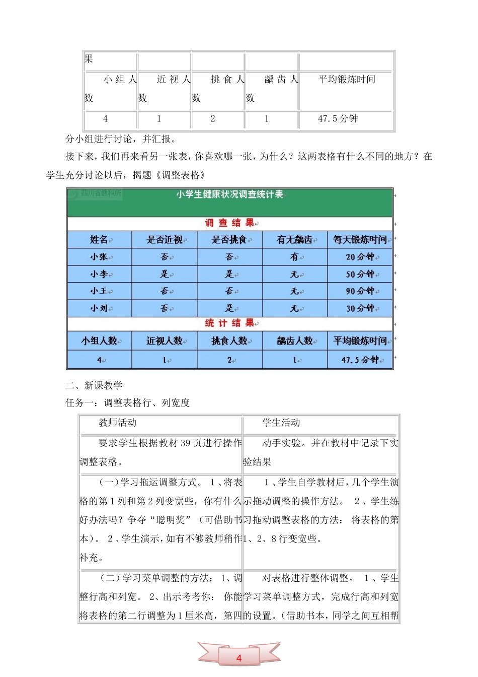 五年级上册信息技术《调整表格》教学设计_第2页