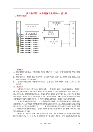 高三数学第二轮专题复习系列(3)数列-新人教版