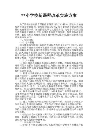 某某小学校新课改实施方案