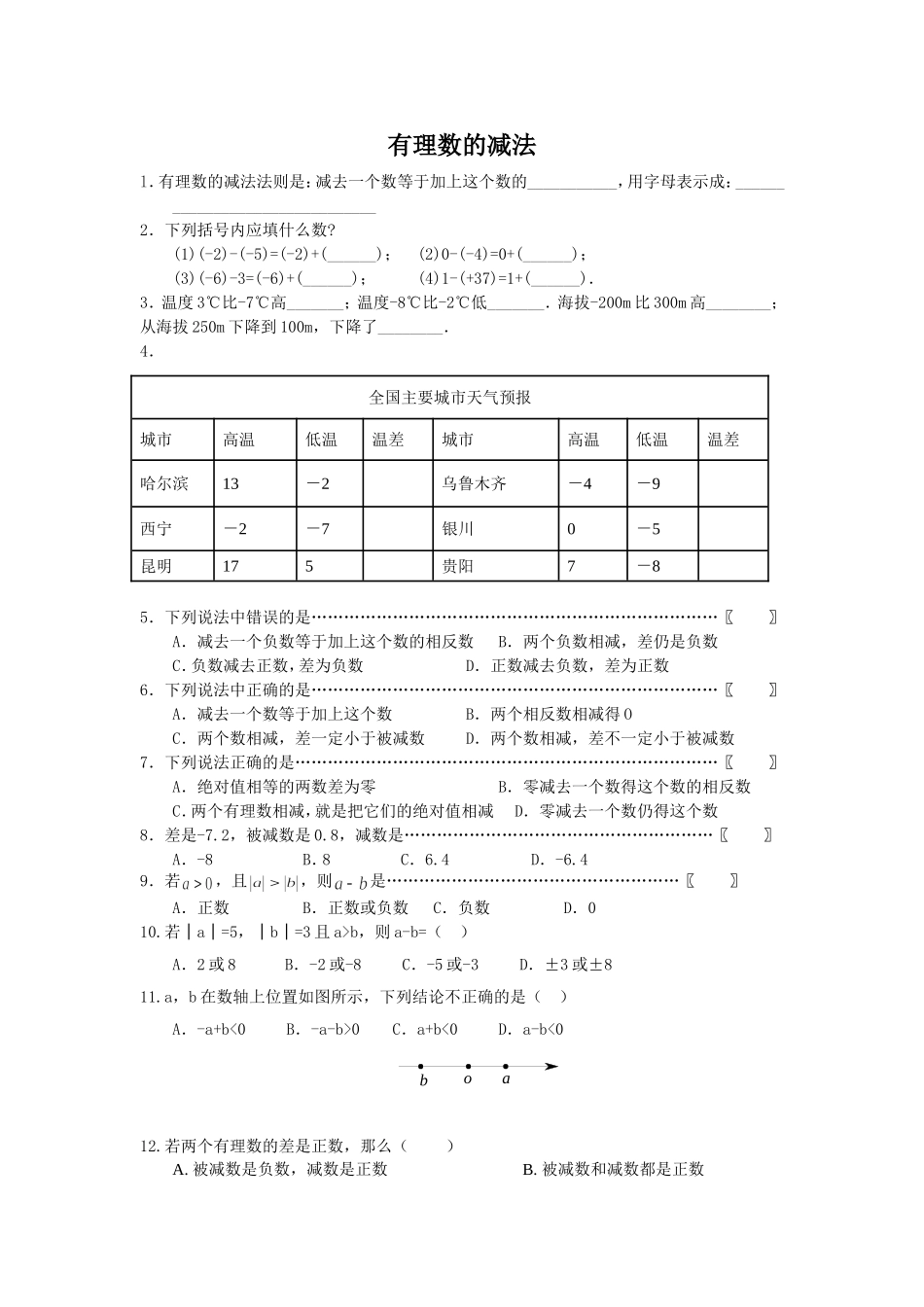 有理数减法习题.5有理数减法习题_第1页
