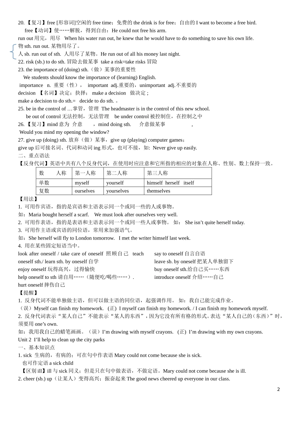 新版八年级英语下册第1至第10单元知识点总结_第2页