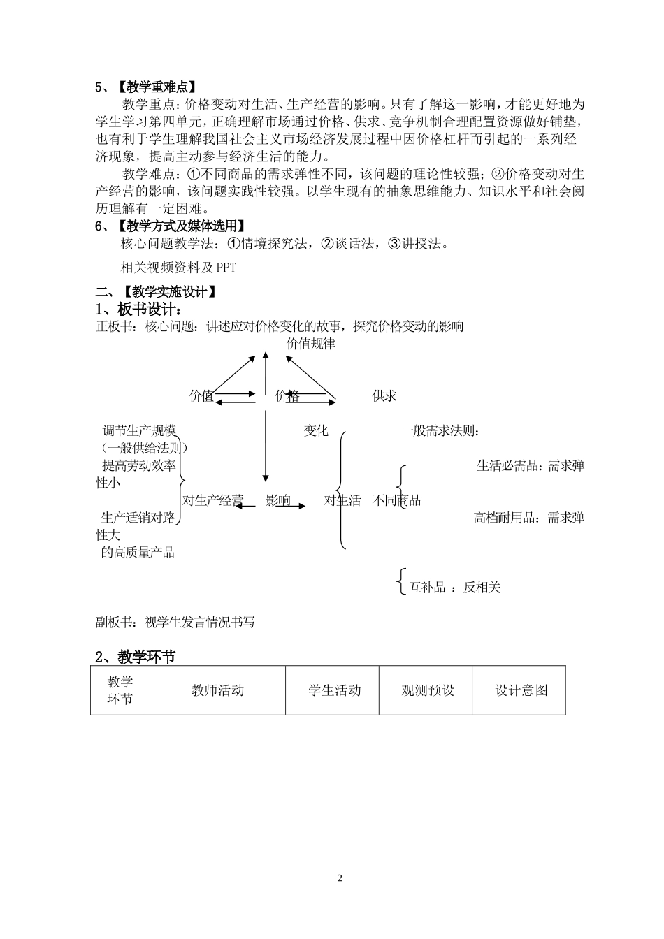 杨国彤---《价格变动的影响》教学设计_第2页