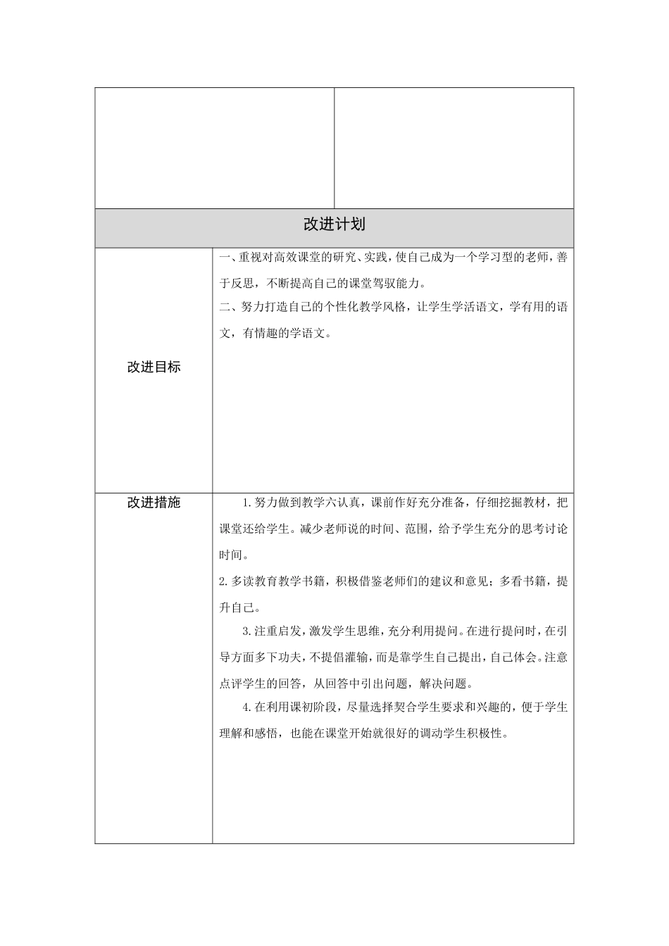 柳成波第二阶段【作业表单】教师个人教学问题年度改进计划表单_第2页