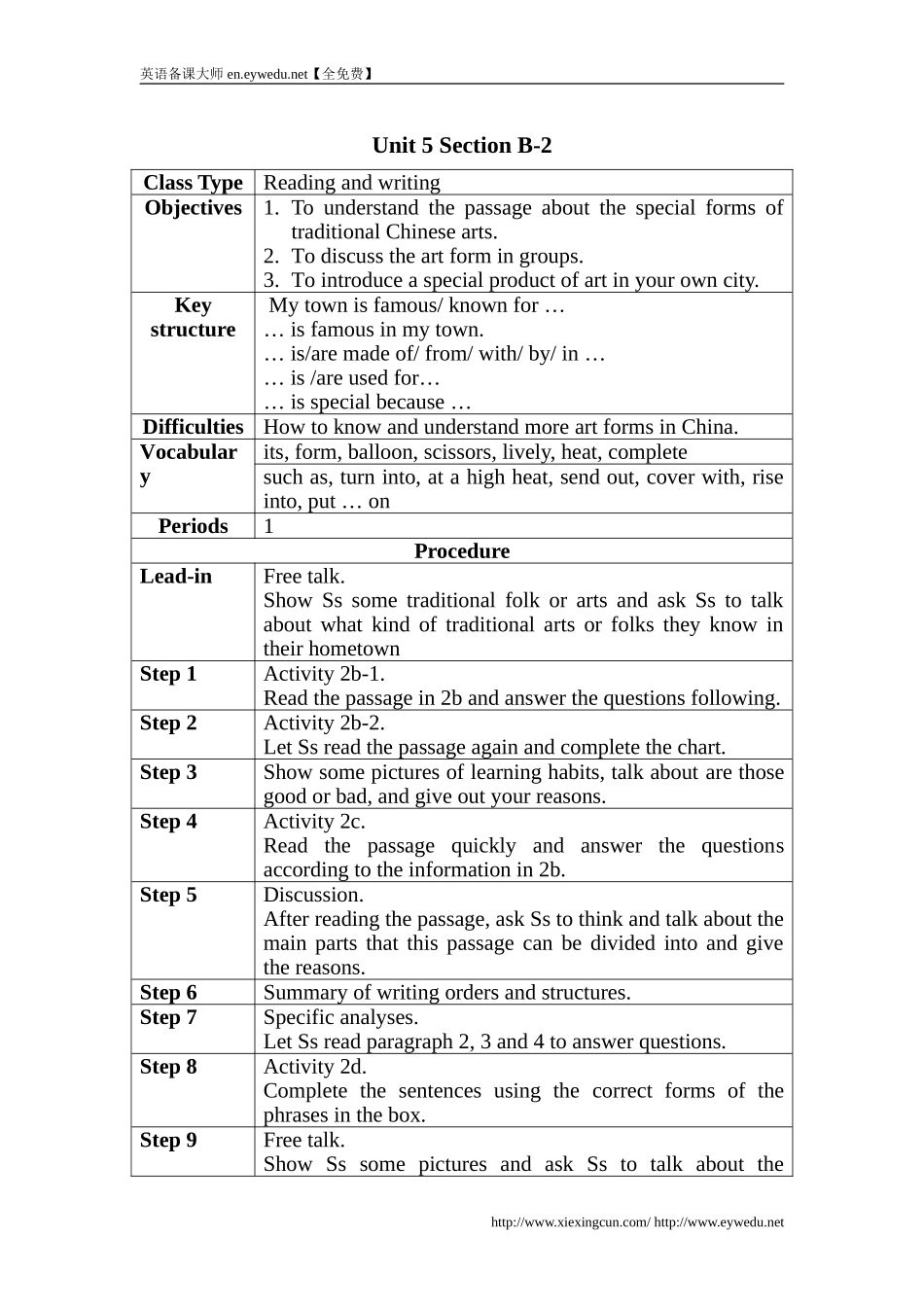 【2015年人教新目标】九年级英语unit5sectionB-2教案设计_第1页