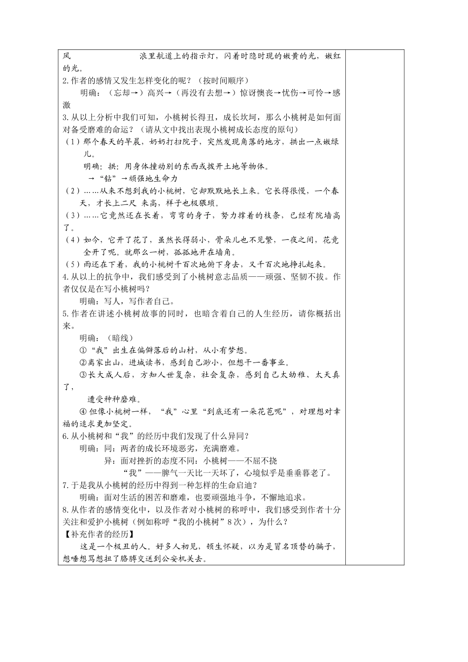 (部编)初中语文人教2011课标版七年级下册《一棵小桃树》教学设计-(7)_第3页