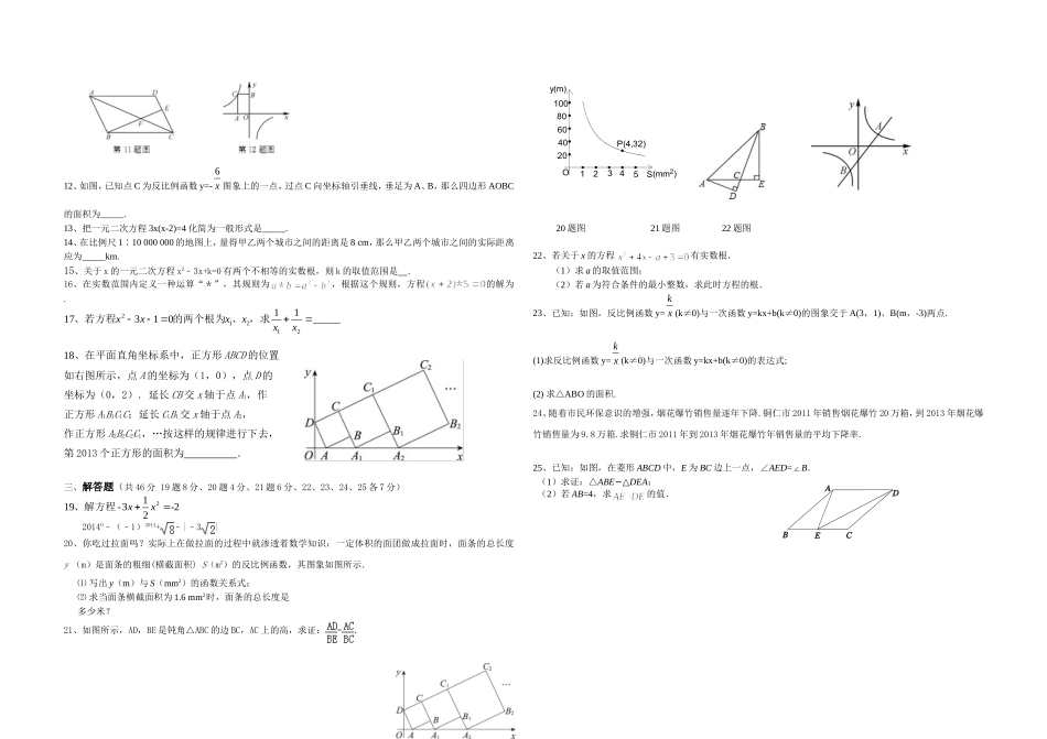 2015年碧江区灯塔中学初三年级第一次月考试卷_第2页