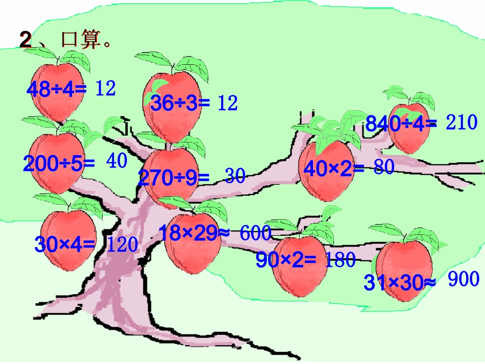 小学数学2011版本小学四年级口算除法_第3页