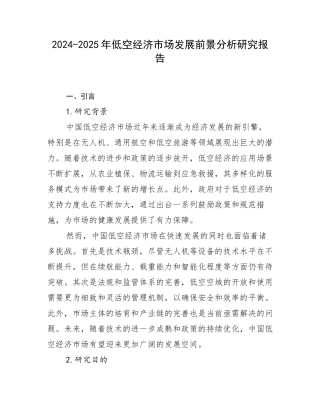 2024-2025年低空经济市场发展前景分析研究报告