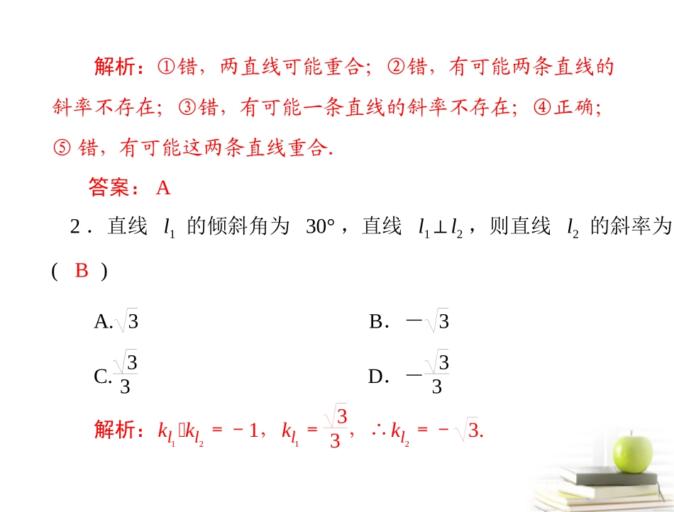 2012高一数学-3.1.2-两条直线平行与垂直的判定课件-新人教A版必修2_第2页