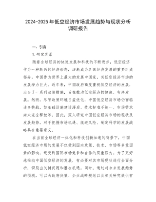 2024-2025年低空经济市场发展趋势与现状分析调研报告