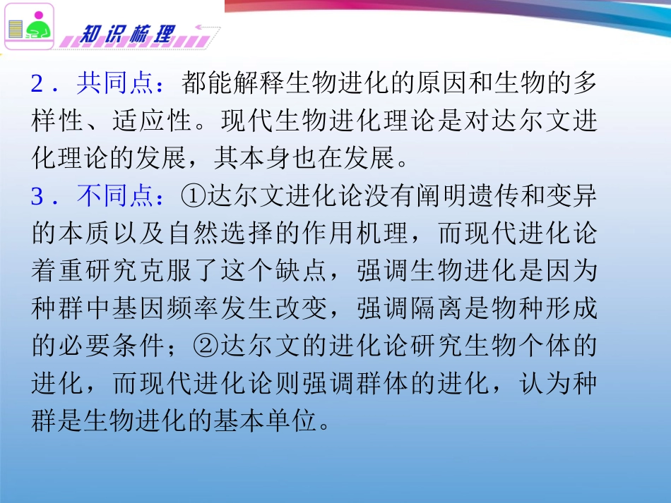 福建省2012届高考生物二轮专题总复习-专题4-第4课时生物的进化课件_第3页