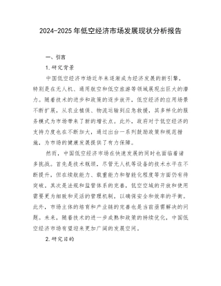 2024-2025年低空经济市场发展现状分析报告