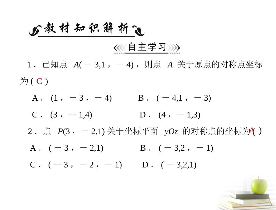 2012高一数学-4.3.1-空间直角坐标系课件-新人教A版必修2_第2页