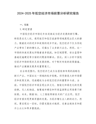 2024-2025年低空经济市场前景分析研究报告