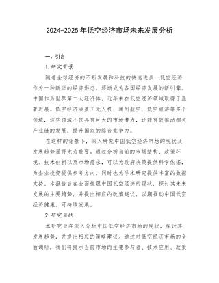 2024-2025年低空经济市场未来发展分析