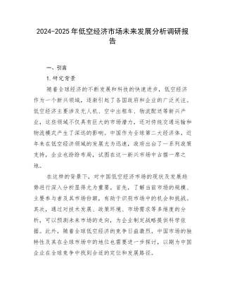 2024-2025年低空经济市场未来发展分析调研报告