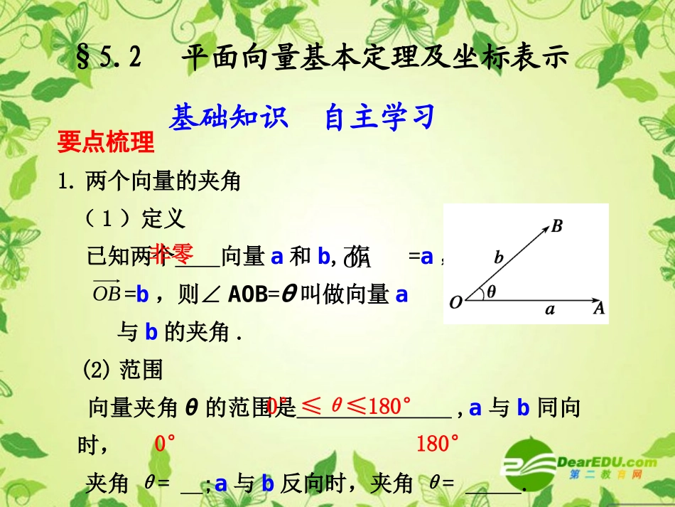 5.2--平面向量基本定理及坐标表示_第1页