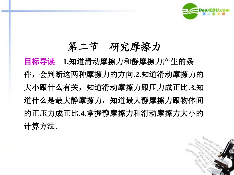 高中物理-第3章第2节研究摩擦力同步教学课件-粤教版必修1_第1页