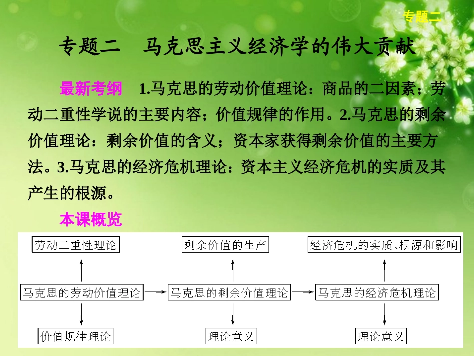 浙江省东阳市高中政治-专题2马克思主义经济学的伟大贡献课件-新人教版选修2_第1页